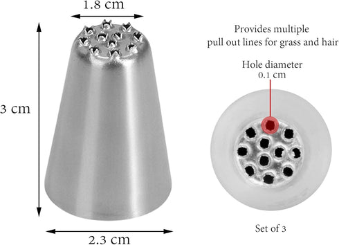 Skypia 3PCS Stainless Steel Grass Icing Nozzles Set Christmas Cupcake Mousse Cake Decorating Tips Piping Nozzles DIY Baking Tools (Multiple)...