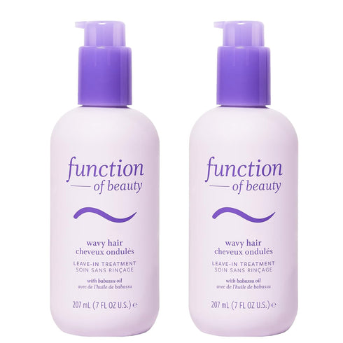 FUNCTION OF BEAUTY Wavy Hair Leave In Conditioner Treatment Base, 7 oz Each (2-Pack) - Sulfate-Free, Provides Wave Definition, Glossy Shine and Sm...