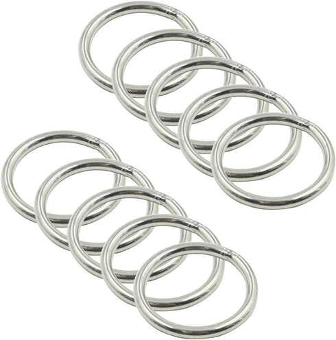 Multi-Purpose O Ring Welded Stainless Steel Rings 4mm/0.16" Thick 40mm/1.6" Outer Dia - Pack of 10pcs...