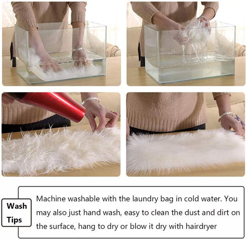 12’’ Small Faux Fur Sheepskin Cushion Soft Plush Area Rug, White Photo Background for Small Product Desktop Photography, Jewelry, Watches, Cosmeti...