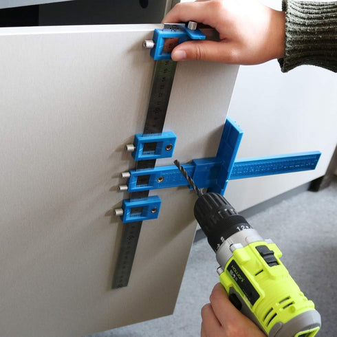 Cabinet Drawer Drilling Template Jig-Door Handles and Knobs Hardware Punch Locator for Easy Installation-Professional Measuring Woodworking Tool (...