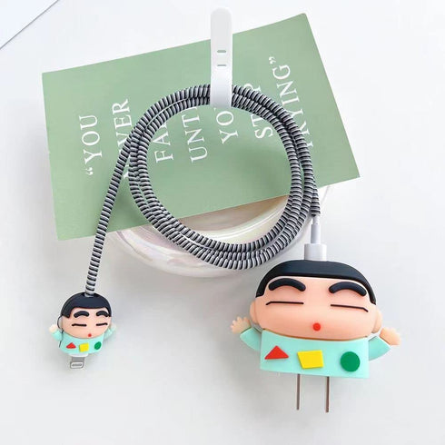 AUGEN iPhone Charger Protector Case, Portable Charger Cover for 20W iPhone USB C Cable, Lightning Cable Cover, Cute Cartoon 3D Design Power Adapte...