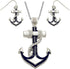 Silvertone Nautical Anchor Pendant Necklace and Earring Set 24" Chain...