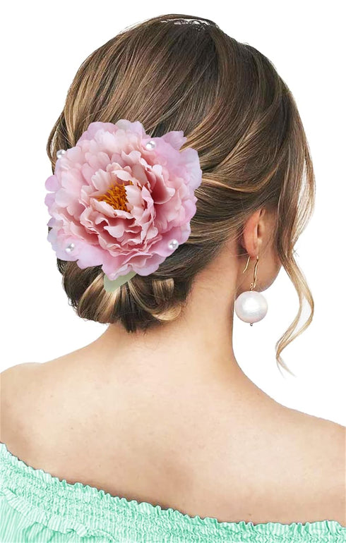 Hair Clip Flower Brooch, Pearl Floral Bohemia Hairpin Bridesmaid Hanfu Pin Up Brooch Party Wedding Decor Pink...