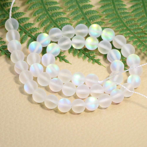 Matte Crystal Glass Mermaid Aurora Moonstone Beads for Jewelry Making...