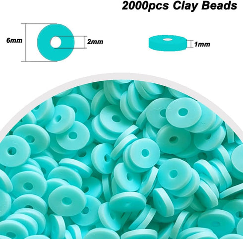 2000pcs Light Lake Blue Clay Beads for Bracelets Making Heishi Polymer Disc Bead Flat Spacer 6mm for Jewelry Earrings DIY Crafts...
