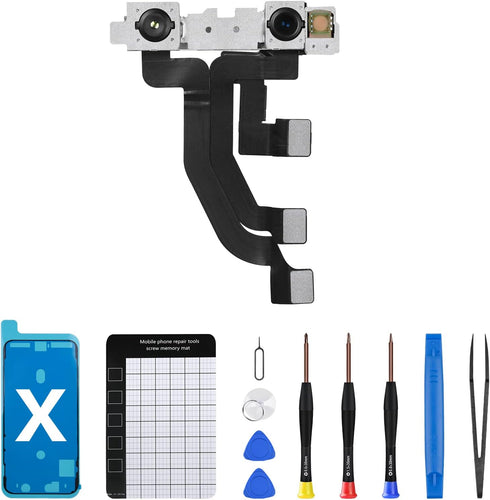 for iPhone X Front Camera Replacement OEM for iPhone 10 New Face Front 7MP Camera Part Flex Cable Connector Facing Lens Module Light Receiver Tran...