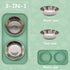 BNOSDM Double Dog Food Bowls Stainless Steel Dog Food and Water Bowls with Non-Spill Plastic Mat Pet Cat Feeder Bowl Set for Puppy Cats Kitten Sma...