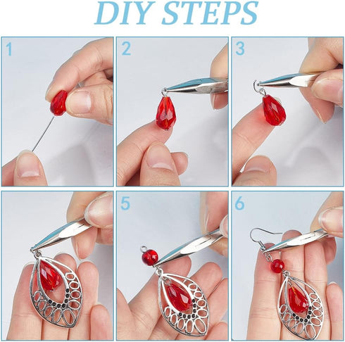 SUNNYCLUE 1 Box DIY 8 Pairs Bohemian Earrings Making Kit Tibetan Style Chandelier Charms Women Boho Earring Round Charms Leaf Charm Synthetic Turq...