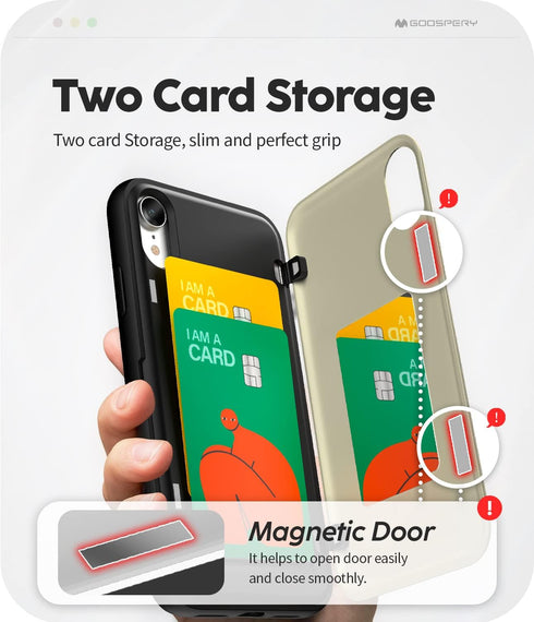 GOOSPERY iPhone XR Wallet Case with Card Holder, Protective Dual Layer Bumper Phone Case - White...