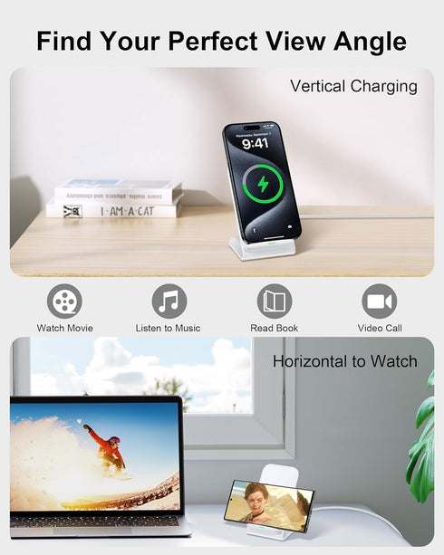 15w Android Wireless Charging Stand for Google Pixel 8 Pro 7 pro 7a 7 6 pro, QI Wireless Charger Station for Samsung Galaxy S24 S23 S22 Ultra Appl...