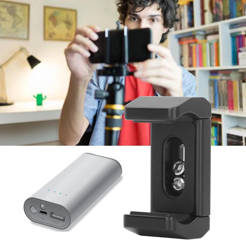 Aluminum Power Bank Holder, 53-80mm Width Range, 1/4in Screw Hole, Mount Clamp for Camera with Nonslip Protection......