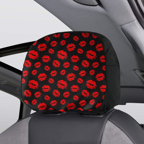 Women Red Kiss Lips Auto Seat Headrest Covers,Car Truck SUV Van Head Rest Covers Universal Fit- Set of 2 Driver & Passanger,Washable...