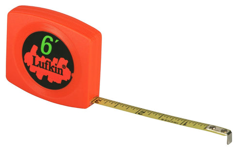 Crescent Lufkin 1/4" x 6' Pee Wee® Hi-Viz® Orange Case Yellow Clad Pocket Tape Measure - W616BO...