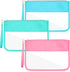 Sanwuta 3 Pcs Preppy Makeup Bag Clear Zipper Pouches for Travel Clear PVC Flat Pouch Nylon Clear Makeup Bags Cosmetic Travel Clear Toiletry Bags C...