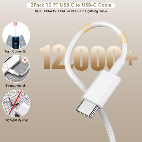 iPhone 15 Charger Fast Charging, 20W USB C iPhone 15 Pro Max Charger Block with 10ft Long USB C Charging Cable Cord for iPhone 15/15 Pro/15 Pro Ma...