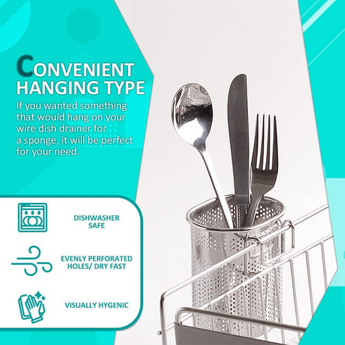 HOME&I Silverware Drying Basket, Kitchen Sink Utensil Holder Replacement,Thin Dish Drying Rack Countertop Organizer Stainless Steel 304 Flatware C...