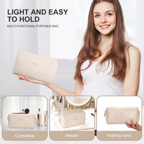 Makeup Bags for Women, PU Leather Portable Waterproof Cosmetic Bag, Multifunctional Toiletry Bag Sanitary Napkin Organizer Skincare Bag, Daily Use...