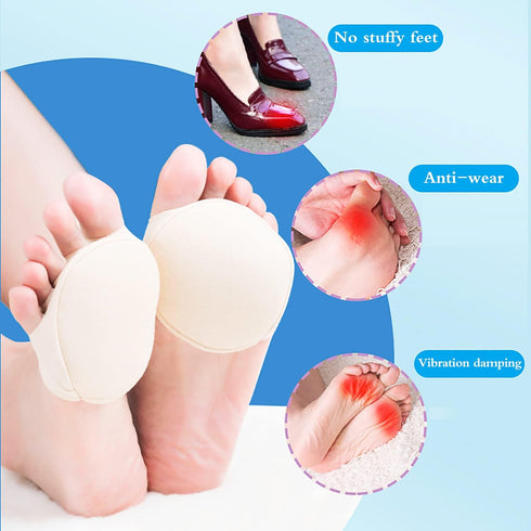 Reusable Honeycomb Fabric Forefoot Pads Soft Ball of Foot Cushions Metatarsal Pads for Women Men Prevention Pain Relief (Black,Beige,Grey,White)...