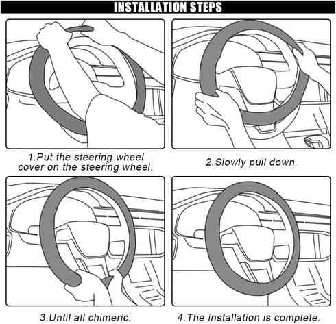 Car Steering Wheel Cover, 15 Inch Carbon Fiber Leather Elastic Steering Wheel Protector, Anti-Slip, Breathable & Soft Car Interior Accessories Uni...