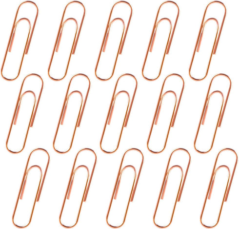Rose Gold Paper Clips 200 pcs Smooth Finish Steel Wire Paperclips 33mm Medium Size for Document Organizing and Classifying Office Supplies (33mm R...