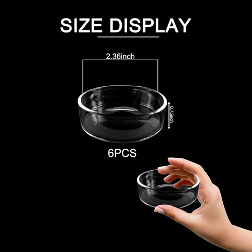 6 Pieces Aquarium Shrimp Feeding Dish Glass Fish Clear Small Feeding Bowl Food Bowl,Pet Water Tray Feeding Cup...