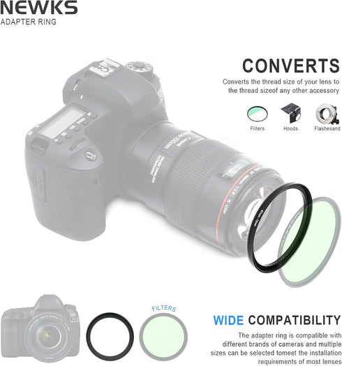 40.5mm Lens to 43mm Camera Lens Adapter,40.5mm to 43mm Filter Step-Down Ring Adapter Ring,Compatible with All 43mm UV,CPL,ND,Lens Hood,Threaded Le...