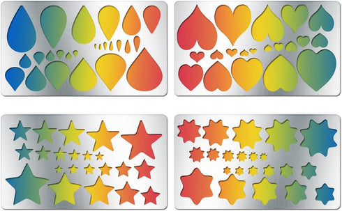BENECREAT 4PCS 4x7 Inch Basic Shape Metal Stencils Heart Star Teardrop Stencil Template for Wood Carving, Drawings and Woodburning, Engraving and ...