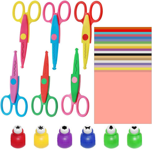 findTop Set of 112, DIY Craft Supplies Set, Craft Punch, Creative Scissors and Origami Paper Double Sided Color for Crafts, Scrapbooking, DIY Phot...