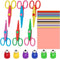 findTop Set of 112, DIY Craft Supplies Set, Craft Punch, Creative Scissors and Origami Paper Double Sided Color for Crafts, Scrapbooking, DIY Phot...