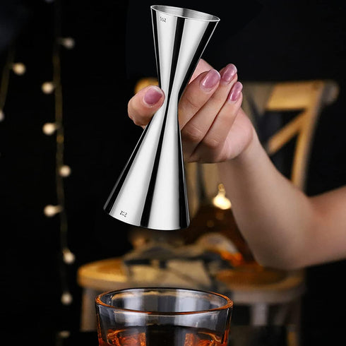 Double Cocktail Jigger with Measurements Inside, 2 oz 1 oz Jigger for Bartending, 304 Stainless Steel Cocktail Bar Tools for Bar Home Bartender Pa...
