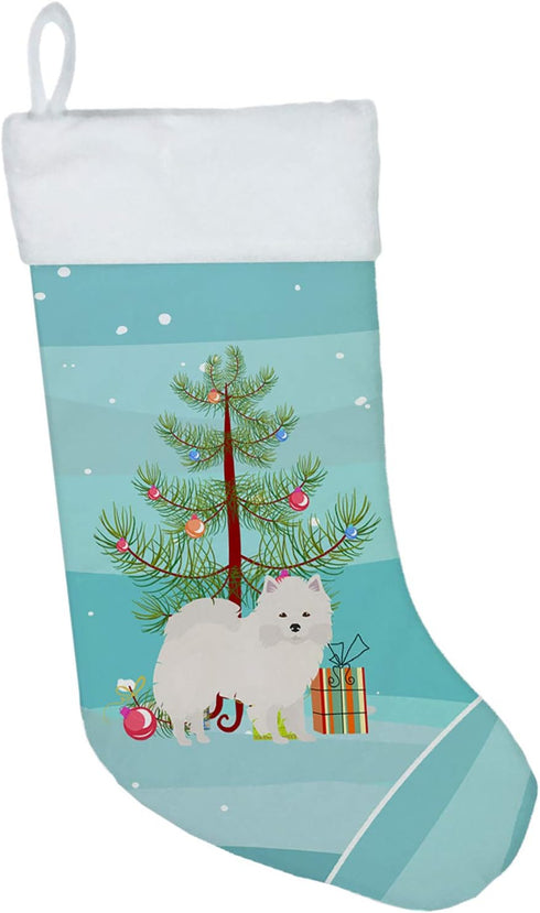 Caroline's Treasures CK3441CS American Eskimo Christmas Tree Christmas Stocking Fireplace Hanging Stockings Christmas Season Party Decor Family Ho...