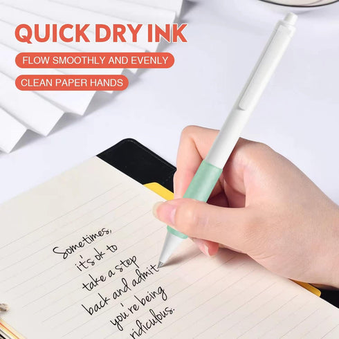 Click Silent Gel Pens Fine Point Smooth Writing Pens, 10 Pcs Cute Pens for Journaling, Aesthetic Pens, 0.5 mm Fine Point Pen, Black Ink Pens, Kawa...