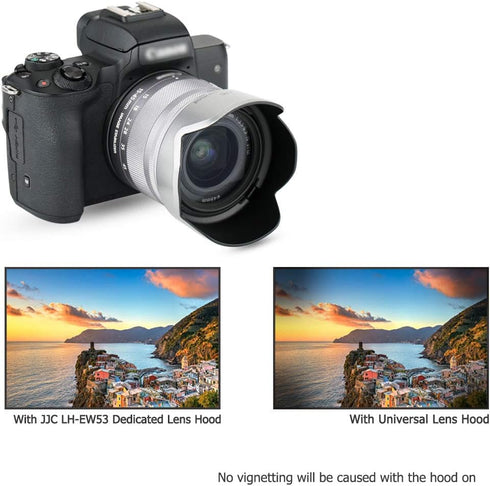 JJC Camera Lens Hood Shade for Canon EF-M 15-45mm f/3.5-6.3 is STM & RF-S 18-45mm f/4.5-6.3 is STM Lens on Canon EOS R100 R50 M50 M50 Mark II M5 M...