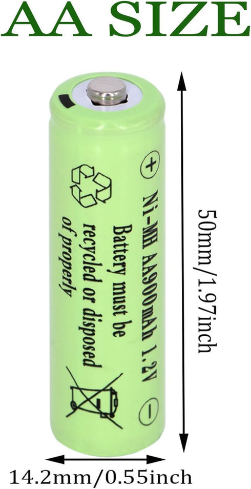 16 Packs AA 900mAh 1.2V Ni-MH Solar Rechargeable Batteries,1.2V Pre-Charged Batteries for Garden Landscaping Outdoor Solar Lights, String Lights,T...