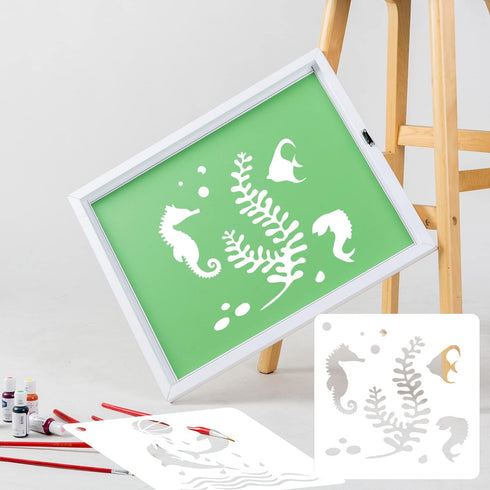 64 Pieces Stencils for Painting, Small Reusable Sea Life Mermaid Stencil, Art Craft Template for Painting on Wood, Wall, Fabric, Rock, Chalkboard,...