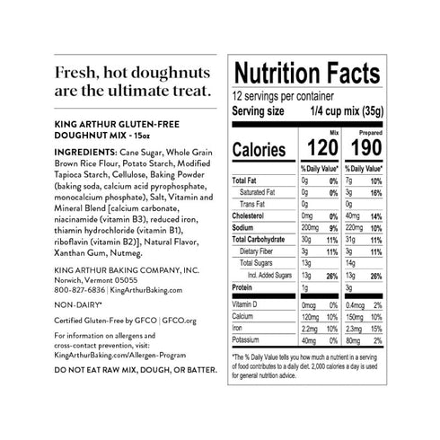King Arthur Baking Company Gluten-Free Doughnut Mix 12 oz., Baking and Breakfast Mix, Donuts, Non-GMO...