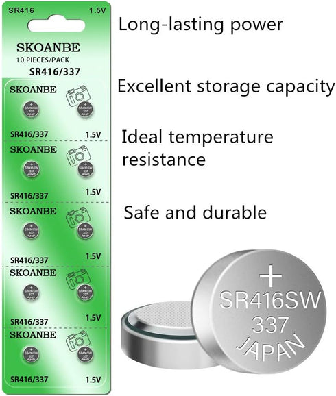 SKOANBE SR416SW 337 1.55V Watch Battery (10-Pack)...