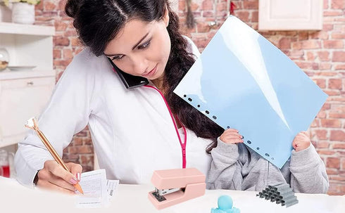 stapler,office Manual stapler,Children's stapler,Including 2660 staples, Capacity 20 sheets (Pink-2P)...