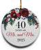 40 Years as Mr. and Mrs. - 40th Anniversary for Parents, Couple, 40 Wedding Anniversary Ceramic Christmas Tree Ornament Gift, Holiday Keepsake in ...