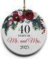 40 Years as Mr. and Mrs. - 40th Anniversary for Parents, Couple, 40 Wedding Anniversary Ceramic Christmas Tree Ornament Gift, Holiday Keepsake in ...