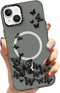 Compatible iPhone 13 6.1 "2021 Black Butterflies Magnetic Phone Case,Soft TPU Bumper Translucent Magnetic Matte Phone Case Cute Butterfly Print Pa...