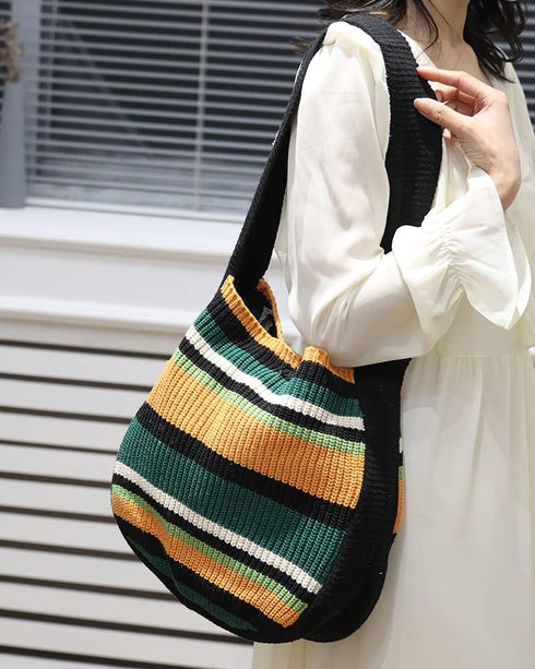 ENBEI Women's Shoulder Handbags Crocheted Bags Large knit bag Tote bag aesthetic for school cute Tote bags Beach Bag Tote...