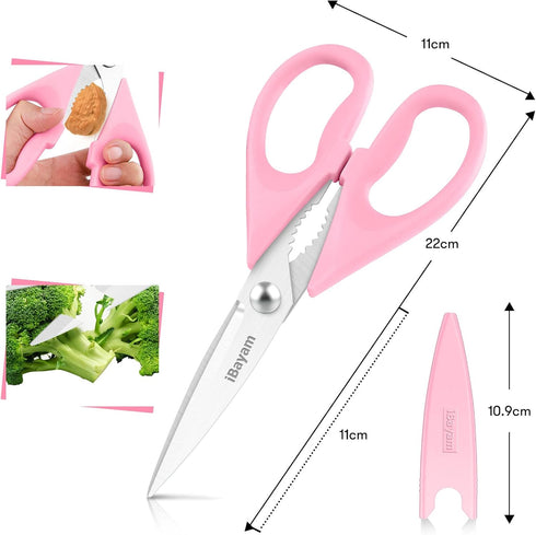 Kitchen Shears, iBayam Kitchen Scissors Heavy Duty Meat Scissors Poultry Shears, Dishwasher Safe Food Cooking Scissors All Purpose Stainless Steel...