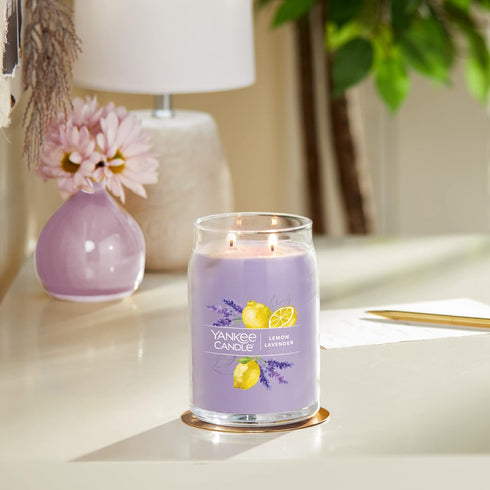 Yankee Candle Lemon Lavender Scented, Signature 20oz Large Jar 2-Wick Candle, Over 60 Hours of Burn Time...