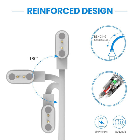 Replacement Charging Cable Compatible with MILOUZ IDW13/IDW19 Smart Watch Charger Cable Portable Magnetic 60cm USB Charging Cord for MILOUZ IDW13/...