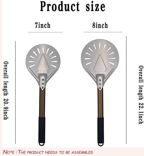 Perforated Pizza Peel Round 8 Inch Samll Aluminum Pizza Turning Peel Paddle with Metal Handle for Pizza Making Oven Accessories...