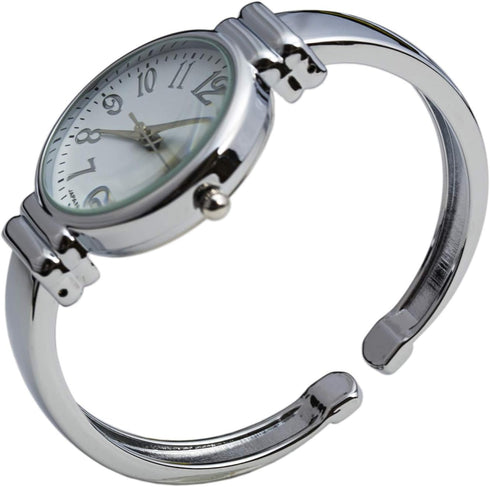 Silver Metal Band Slim Case Women's Bangle Cuff Watch...