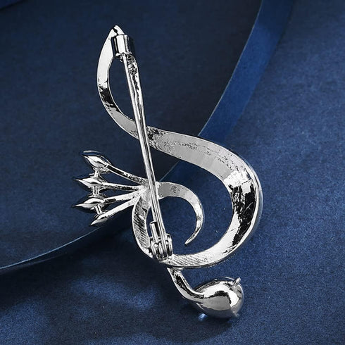 Delicate Music Note Brooch Lapel Pin Rhinestone Crystal G Clef Musical Pins Scarf Jackets Dress Suit Brides Corsage Brooches for Women Girls Men M...