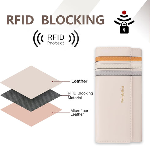 Pomelo Best Wallet Women, Womens Wallet, Wallet for Womens 2024, RFID Blocking Leather Wallet with Multiple Card Slots for Women, Beige...